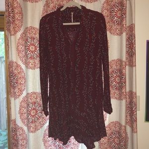 Free People Floral Long Sleeve Button Up Dress